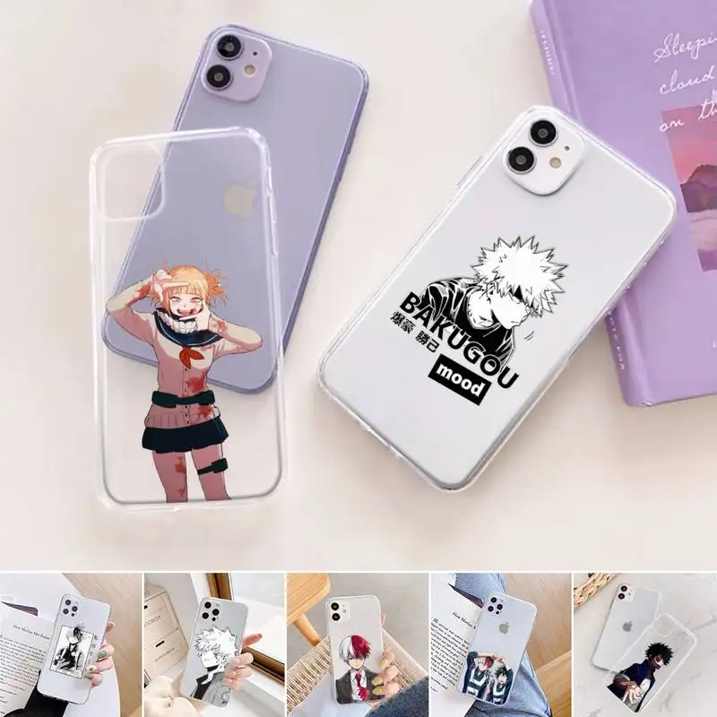 

My Hero Academia deku bakugou Boku Phone Case For iphone 12 11 mini x xs xr pro max 8 7 6s 6 5 5s 5c se plus Transparent soft