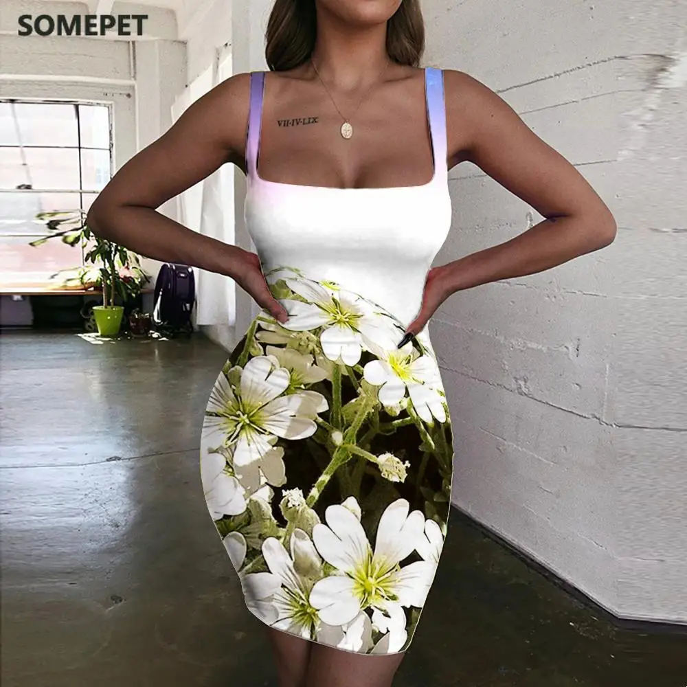 

Платья с цветами, женское облегающее платье с галактикой, сарафан с планетами, креативные женские платья, женская одежда, летняя пляжная одежда