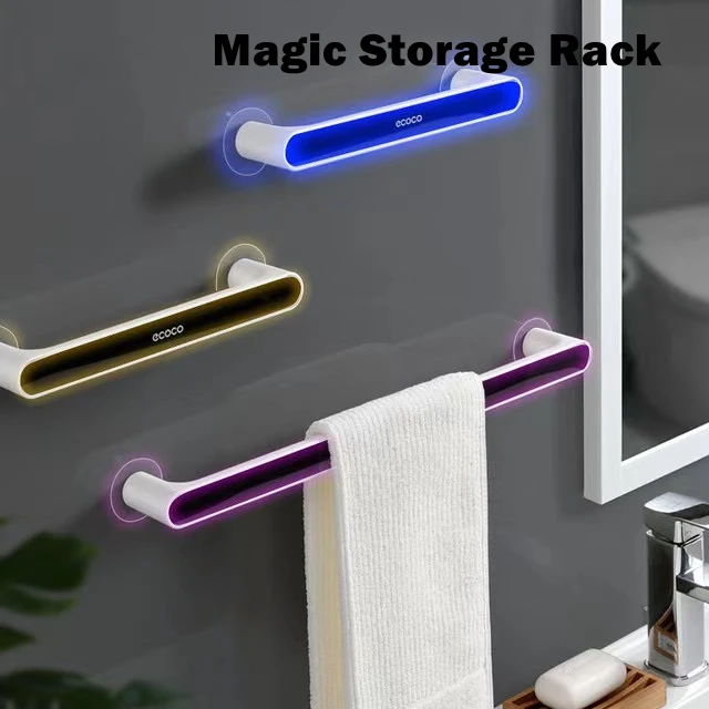 

Wall-mounted Towel Rack Self-adhesive Non-perforatedTowel Holder Rack Hook Kitchen Magic Rag Stand Storage Rack For Bathroom