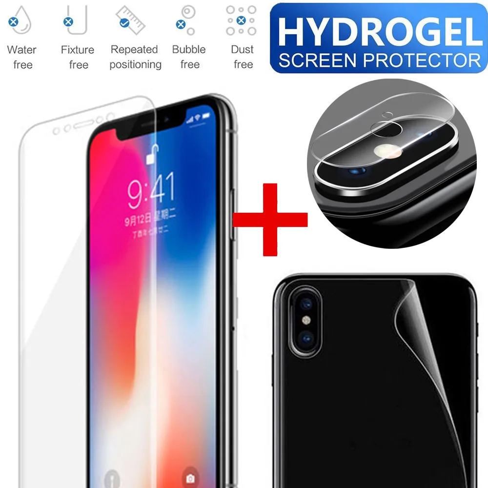 3 в 1 пленки для iPhone XR/XS Max передняя + задняя объектив камеры Гидрогелевая HD
