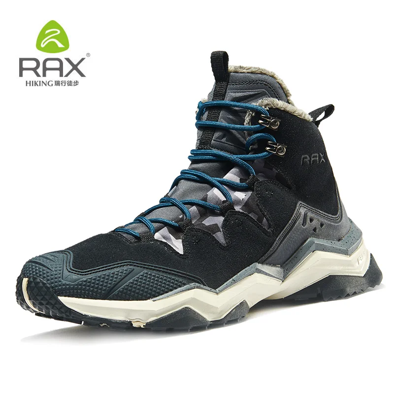 RAX Winter Snow Boots For Men Women Fleece Hiking Boots Outdoor Sports Sneakers Mens Mountain Snow Shoes Trekking Walking Boots