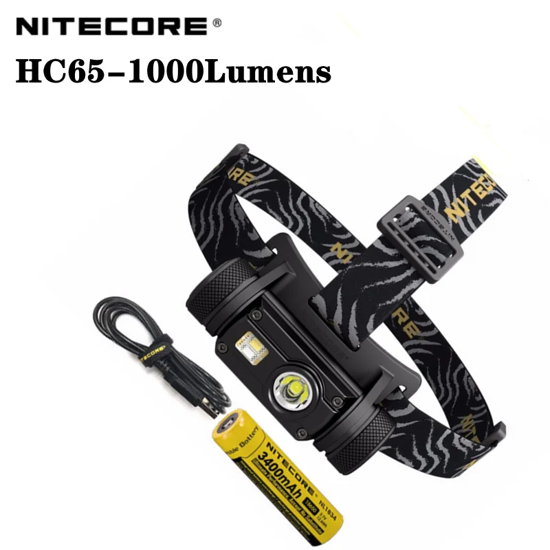 

Налобный фонарь NITECORE HC65, перезаряжаемый светодиодный фонарик 1000 люмен с батареей 3400 мАч, суперъяркий налобный фонарь для наружного освещен...