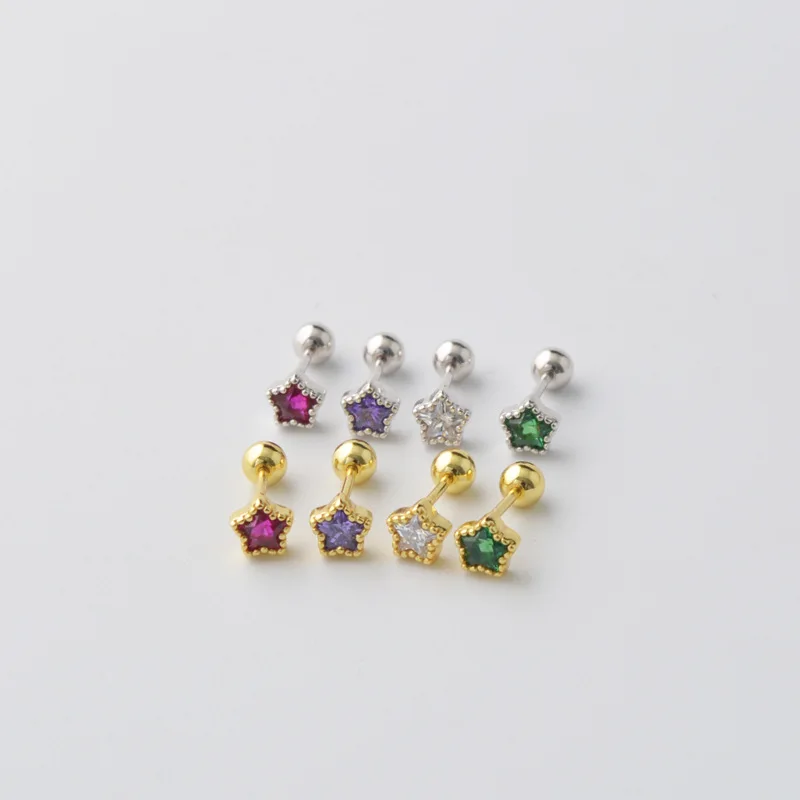 Серьги-гвоздики женские из серебра 925 пробы с цветным Цирконом | Украшения и