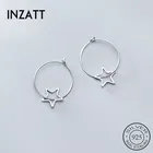 Женские серьги-кольца со звездами INZATT, в минималистическом стиле, изящные вечерние украшения из настоящего серебра 925 пробы, хороший подарок
