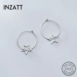 Женские серьги-кольца со звездами INZATT, в минималистическом стиле, изящные вечерние украшения из настоящего серебра 925 пробы, хороший подарок