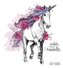 Временная татуировка унисекс, временная татуировка единорога, лошадь, цветок, водонепроницаемый, флеш-тату