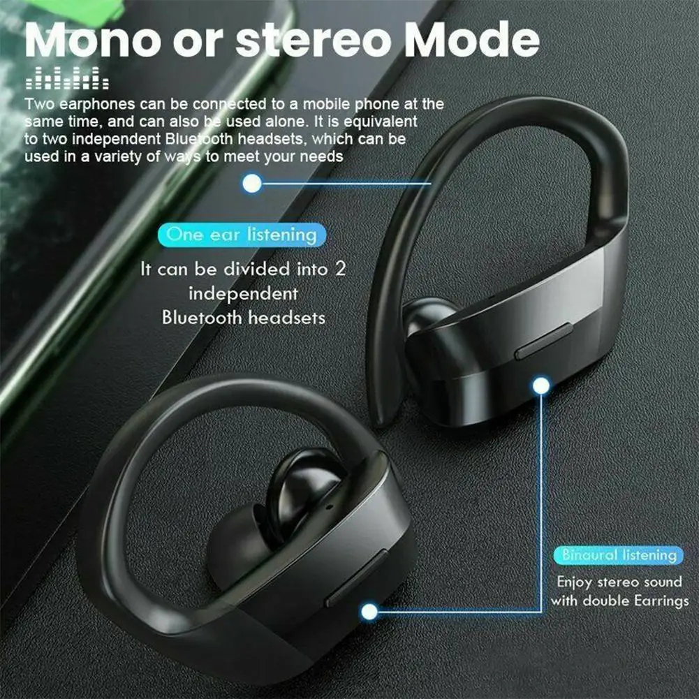 

Wireless Headphones Bluetooth 5.0 Earphones With Charging Sports Wireless Waterproof Case With Microphone Headset Earbuds H O4U0
