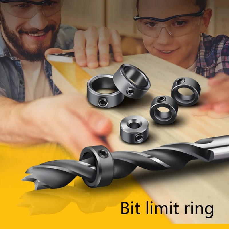 

Drill Stop Positioner, Dowel Shaft Chuck Locator, 3/4/5/6/8/10/12/16mm Woodworking Drill Bit Limit Ring Depth Stop Collars C7AC