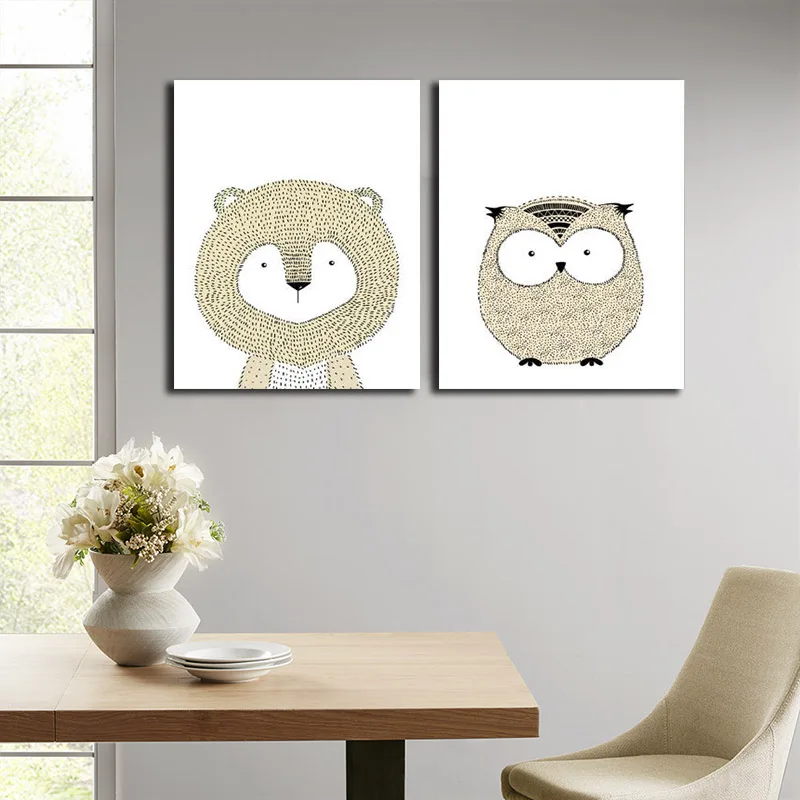 Children Room Lovely Animals Poster Painting Modern Wall Art Pictures Cuadros for Kids Posters Home Decoration | Дом и сад