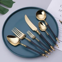 stainless steel cutlery 6 piece cutlery set roman column shape table knife spoon and fork set stainless steel