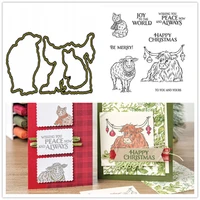 christmas cattle metal cutting dies and clear stamps for diy scrapbooking photo album embossing paper card craft stencils dies