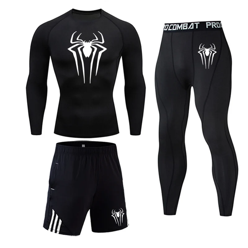 3-piece set Термобелье для мужчин, мужская термо одежда, компрессионный набор, термальные колготки, зимние леггинсы, баскетбольный костюм, Быстросохнущий - Цвет: 3-piece set