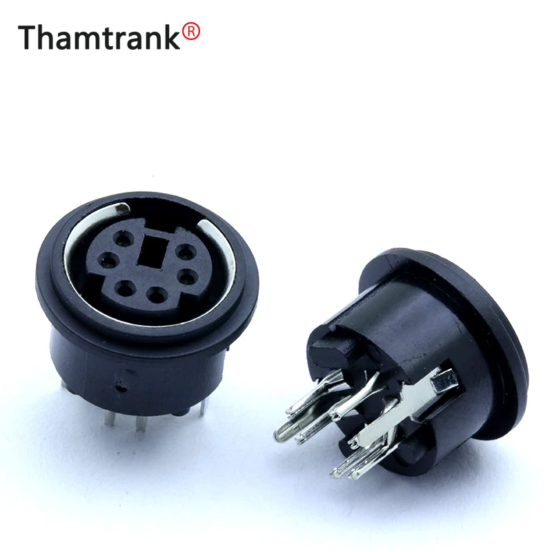 100 шт./лот 6-контактный гнездовой разъем Mini DIN 6-полюсный Jack PS2 мини-Цилиндрический