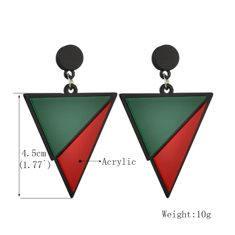 Earrings Geometric Triangle Black White Red Green Big Acrylic Minimalist Jewelry Simple Women | Украшения и аксессуары