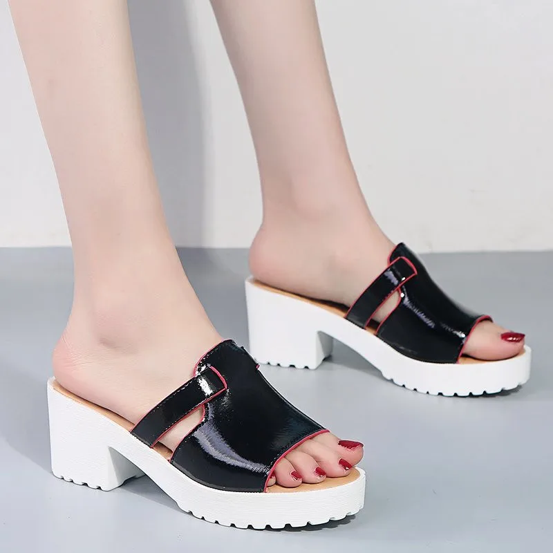 

Women Summer Slippers Platform Fashion 6cm Heel Wedges Shoes 2021 New Fashion Slippers Slip on Black Basic Slippers Large size45