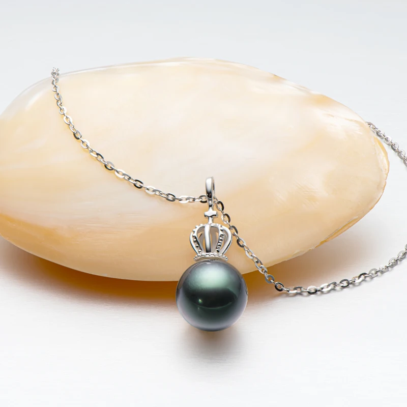 vender Lnngy 925 Prata Esterlina Colar 10mm Tahitian Espiral Preto Pérola Pingente Colar Feminino Aniversário Colar Jóias Presentes