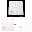 6 шт Винтаж; Домашние тапочки из хлопка с вышивкой кружевной платок Для женщин носовой платок с цветочным узором M89E