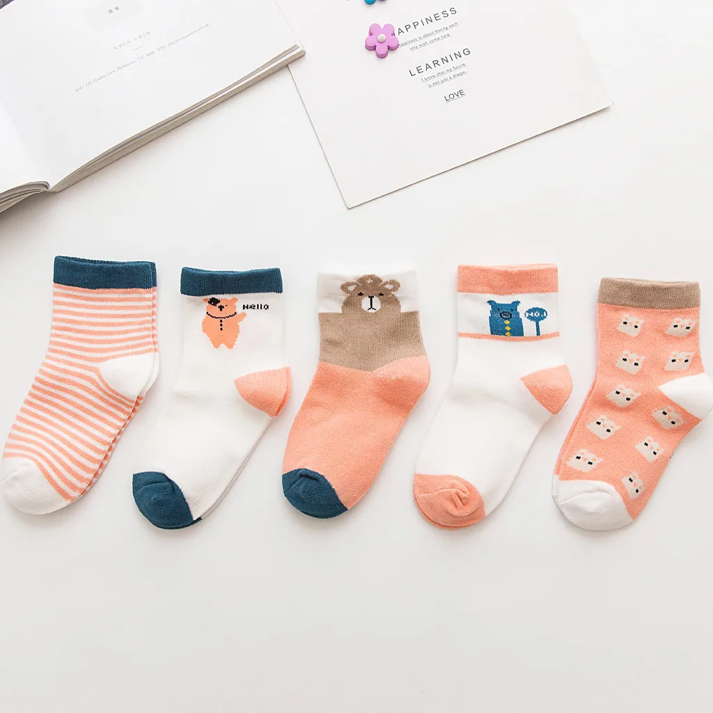 5 пара/лот Детские носки Мягкие хлопковые детские дышащие Носки с мультяшными