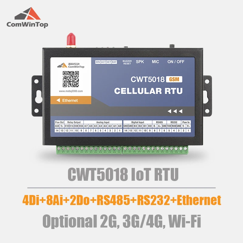 Шлюз CWT5018 4DI 8AI 2Do Rs485 Gsm Gprs 4g Ethernet Wi Fi Modbus Rtu Tcp Mqtt M2M IoT| |
