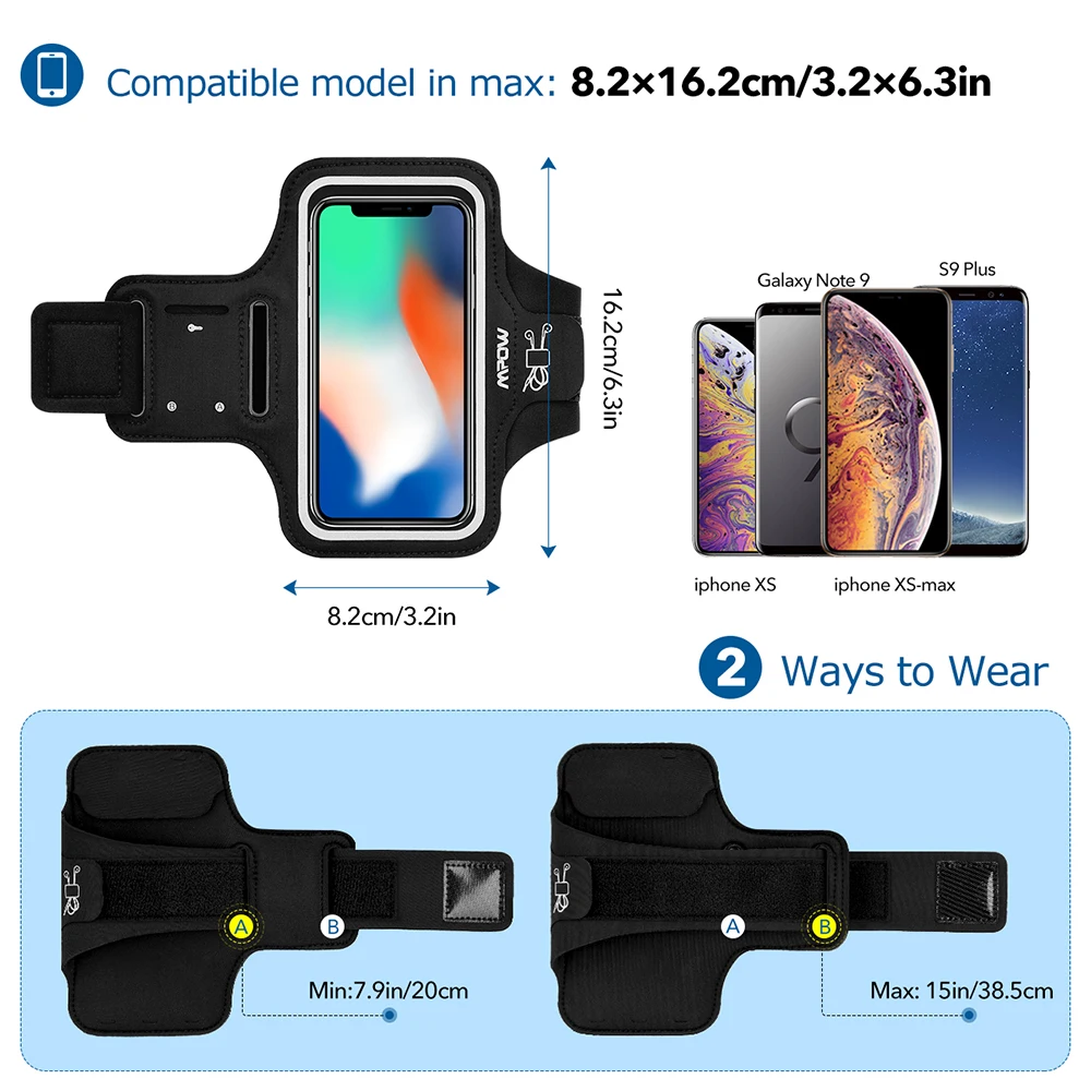 Mpow PA167 универсальный ремень на руку для iPhone 12 Pro Xs Max Xr X 8 Huawei Samsung бега в тренажерном