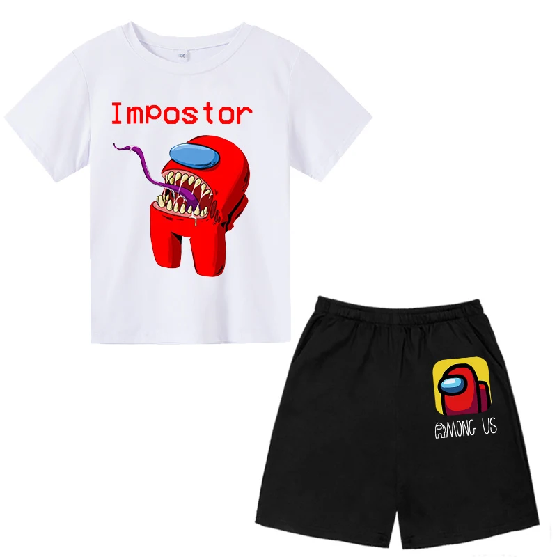 

2021 Summer New Game T shirt Suit Cotton Kids t shirt And Pant Two-piece Children Clothing Set 4-14 Years Girl Boys Clothes