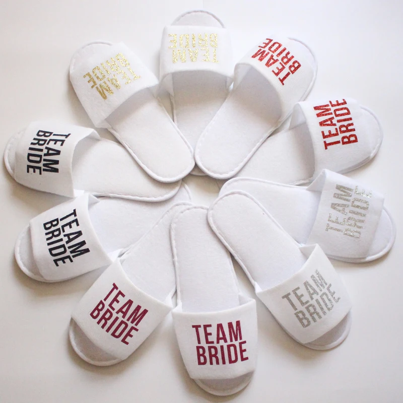 

1pair Team Bride Slippers for Bachelorette Party Supplies Bridal Shower Photo Props DIY Wedding Decoration Bridesmaid Gift