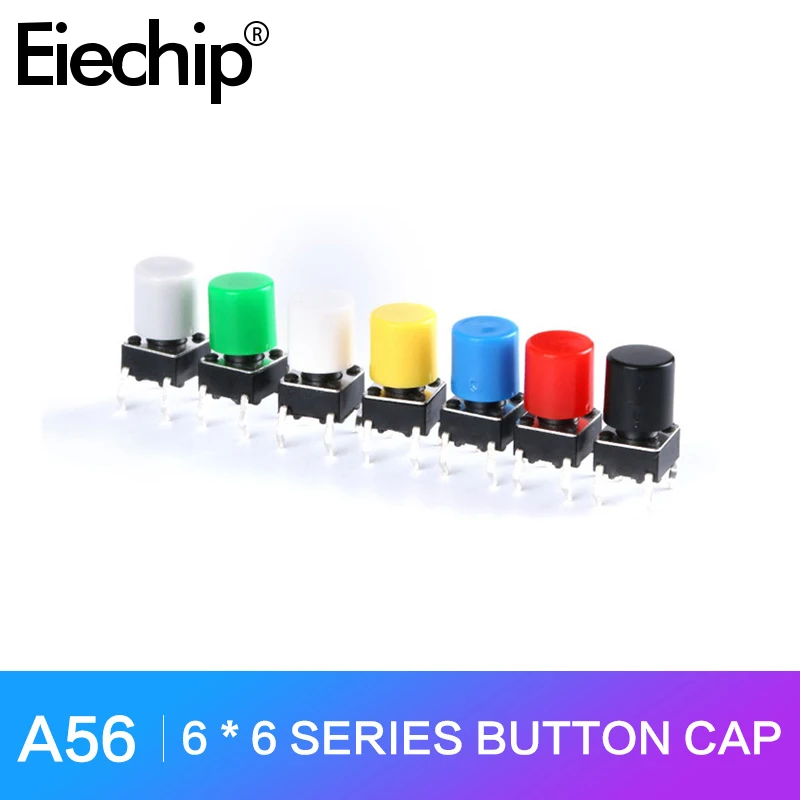 

20pcs/lot 7 Color A56 Round Tact Switch Push Button Switch Caps For 6*6 mm Micro Tactile Switch Plastic knob
