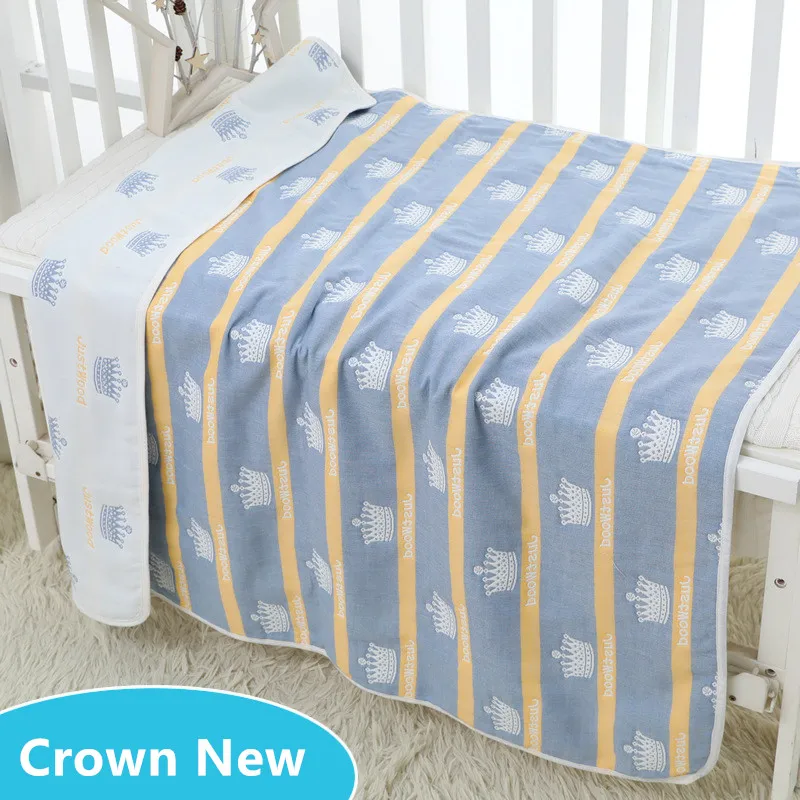 CROWN 6 слоев детское одеяло Многофункциональный Хлопковые газовые гольфы до колена постельные принадлежности Стёганое одеяло сиденья на осень новорожденных Одеяло детский банный Полотенца - Цвет: CROWN