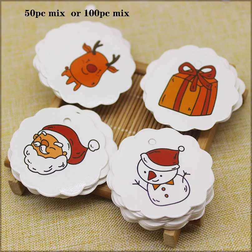 

50pcs tag+50string 7*4cm White Lovely Gift Tags DIY Merry christmas gifts tag cookies bakery favors decoration party suppiles
