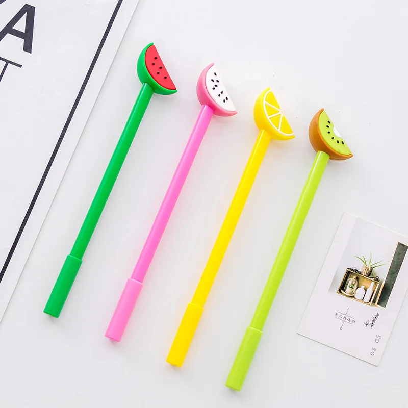 20 Pcs Gel Freshness Watermelon Fruit Neutral Pen Black Water Pen For Writing Stationery Wholesale Canetas Escolar