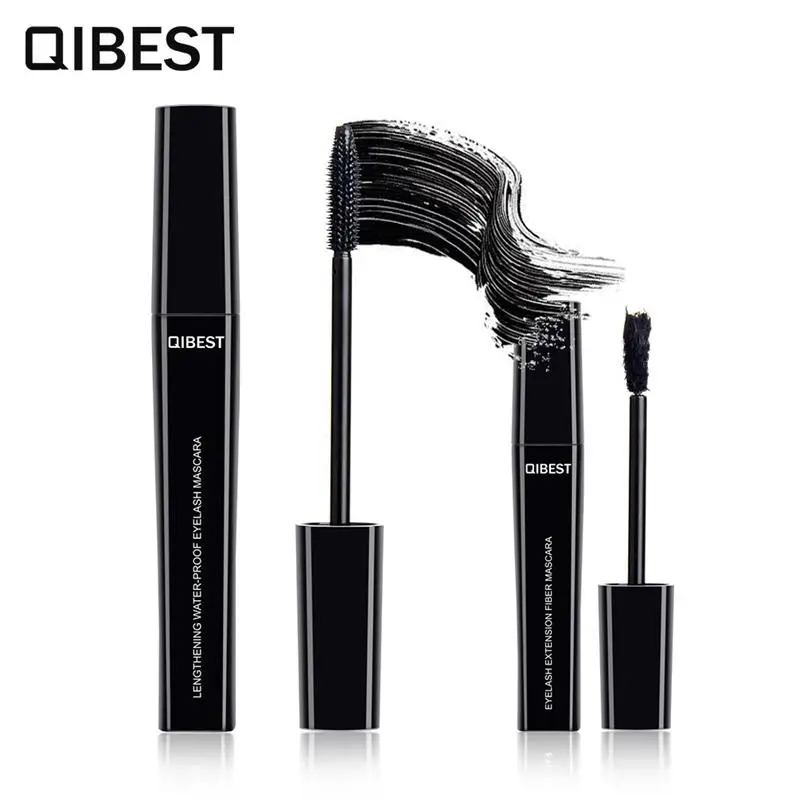 QIBEST новые волокна ресниц тушь для Набор Водонепроницаемый Rimel 3d расширение