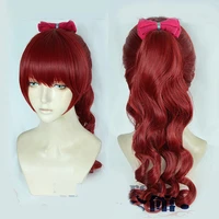 game persona 5 yoshizawa kasumi red wig cosplay costume heat resistant synthetic hair women party role play wigs hairnet