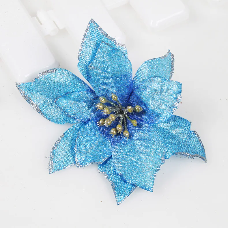 5 шт. Счастливого Рождества Санта искусственный цветок с золотистой кромкой для