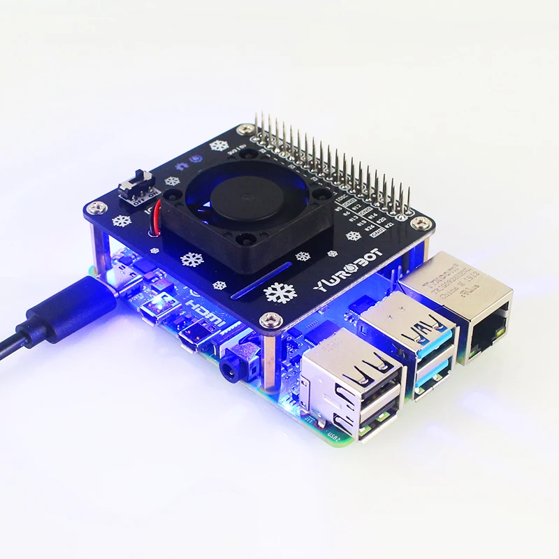 Raspberry Pi 4B GPIO Вентилятор охлаждения Плата расширения с синим Прохладный
