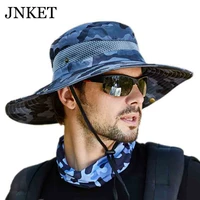 jnket new summer outdoor breathable wide brim sun hat camouflage fisherman hat men women boonie hat
