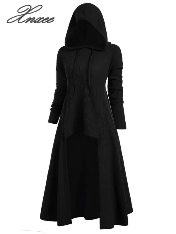 

Xnxee Plus Size Hooded Ribbed Sweater Female Long Sleeve High Low Sweaters Women Pullover