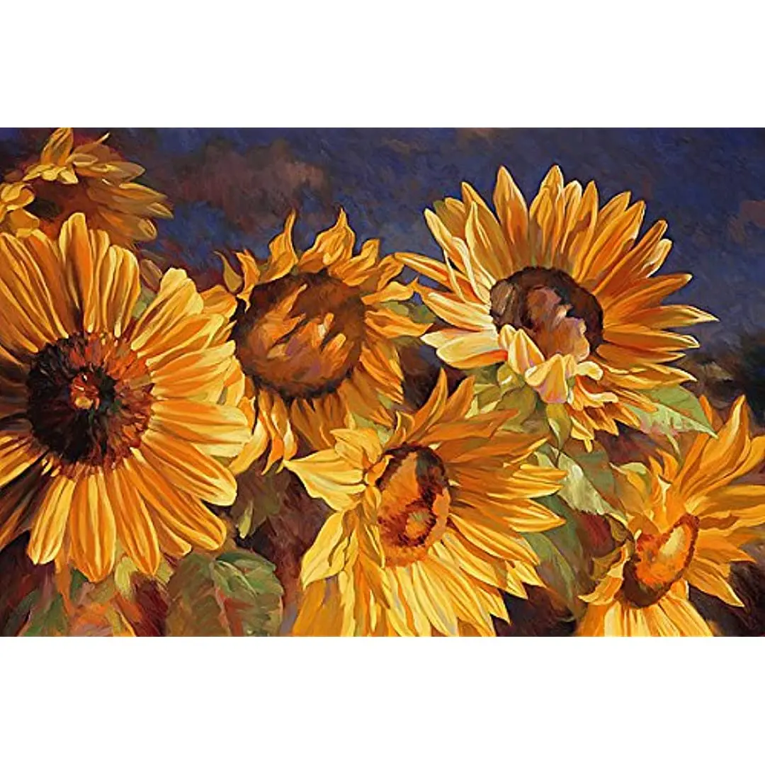 Подсолнух Эмма стили цветочный цветок натюрморт плакат (выберите размер печать