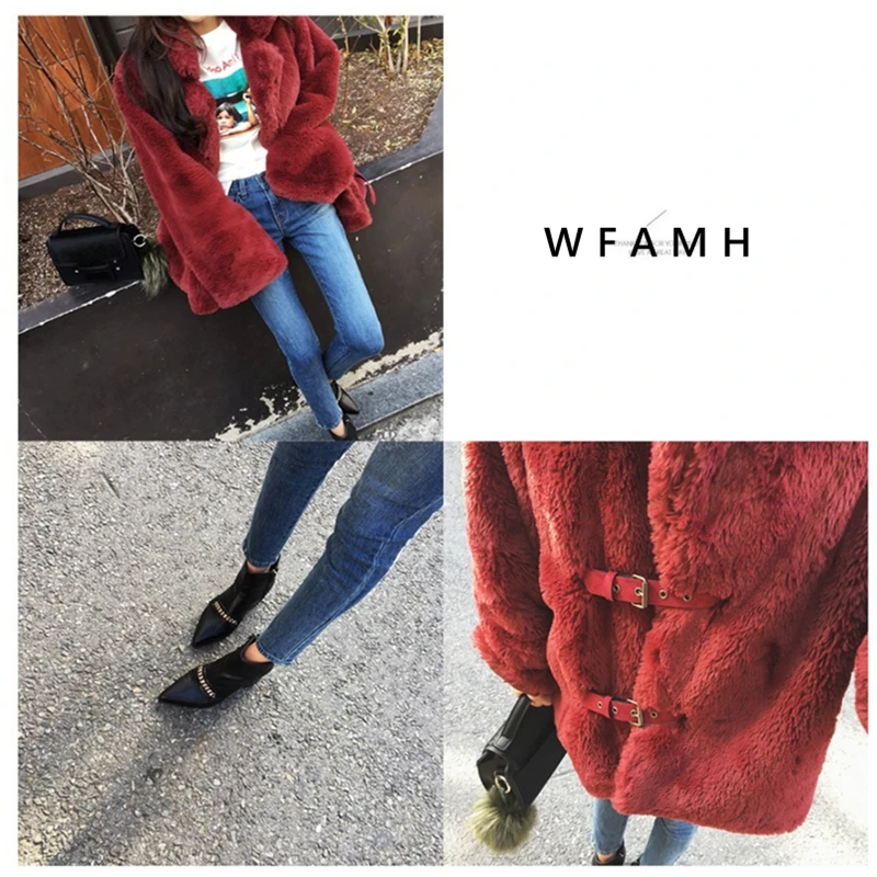 Artificial Fur Collar Warm 2023 Winter New Fur Coat Imitation Plush Thick Cotton Jacket Mid-length Coat Women Fashionable Joker