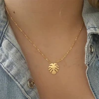 hawaiian aloha plam tree pendants monstera leaf necklaces womens fashion jewelry stainless steel necklace collier femme bff