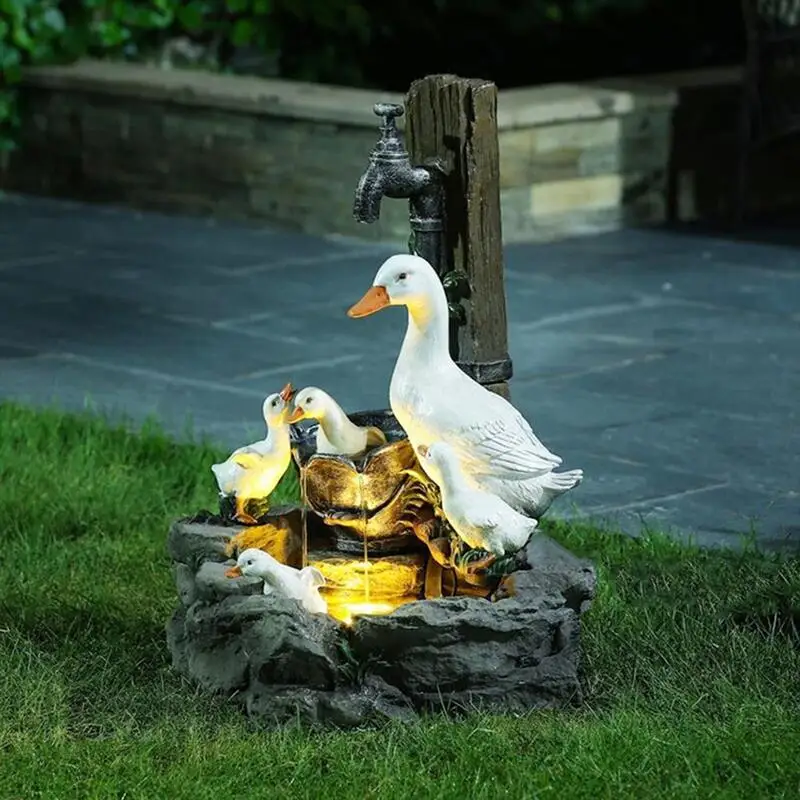 

LED Duck Animal Sculpture Garden Statue Landscape Lights Cute LED Duck Water Fountain Statue Home Ornament For Garden Lawn Decor