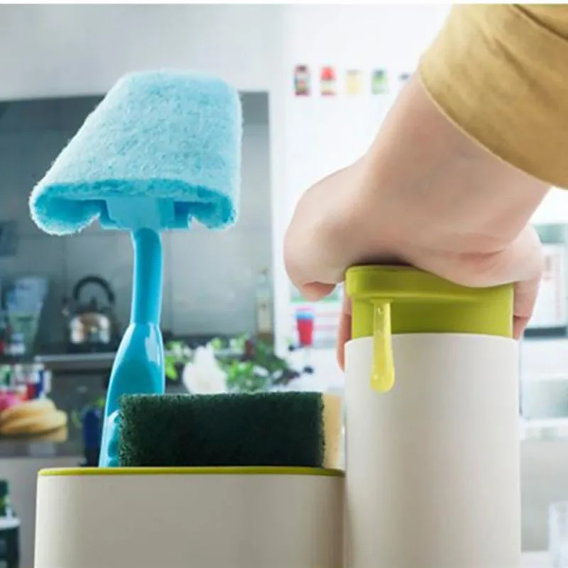 kitchen soap dispenser with sponge holder bottle hand sanitizer and detergent liquid sub bottling rack bathroom kitchen gadget free global shipping