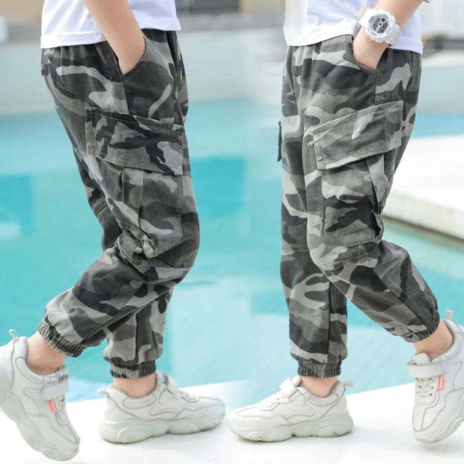 Штаны для мальчиков камуфляжные брюки повседневные брюки-карго детей осенняя