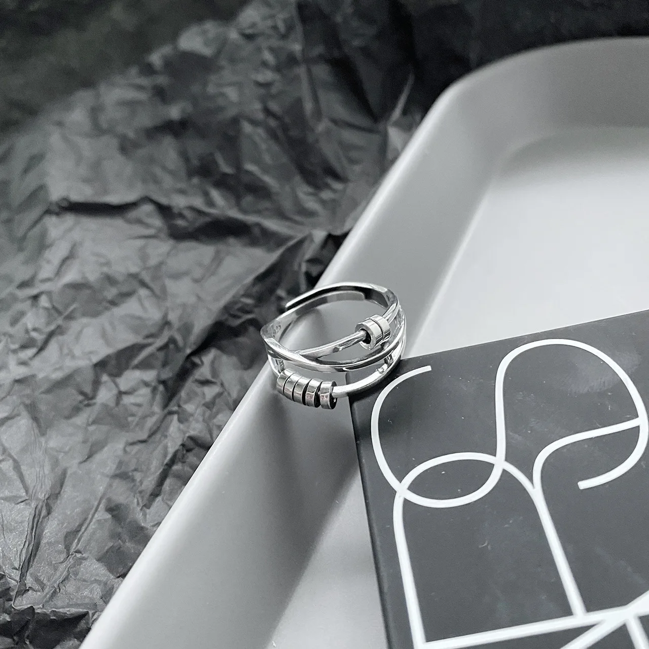 

Time Is Running Ring S925 Sterling Silver Female Ring Thai Silver Ins Cold Wind Fashion Personality Niche Retro Ring Female