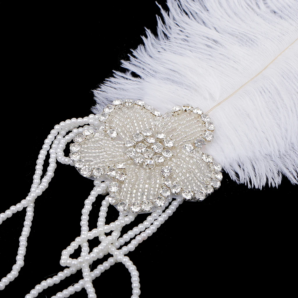 

Vintage Shiny Floral Crystal Feather Headband 1920s Lady Elegant Hairdress