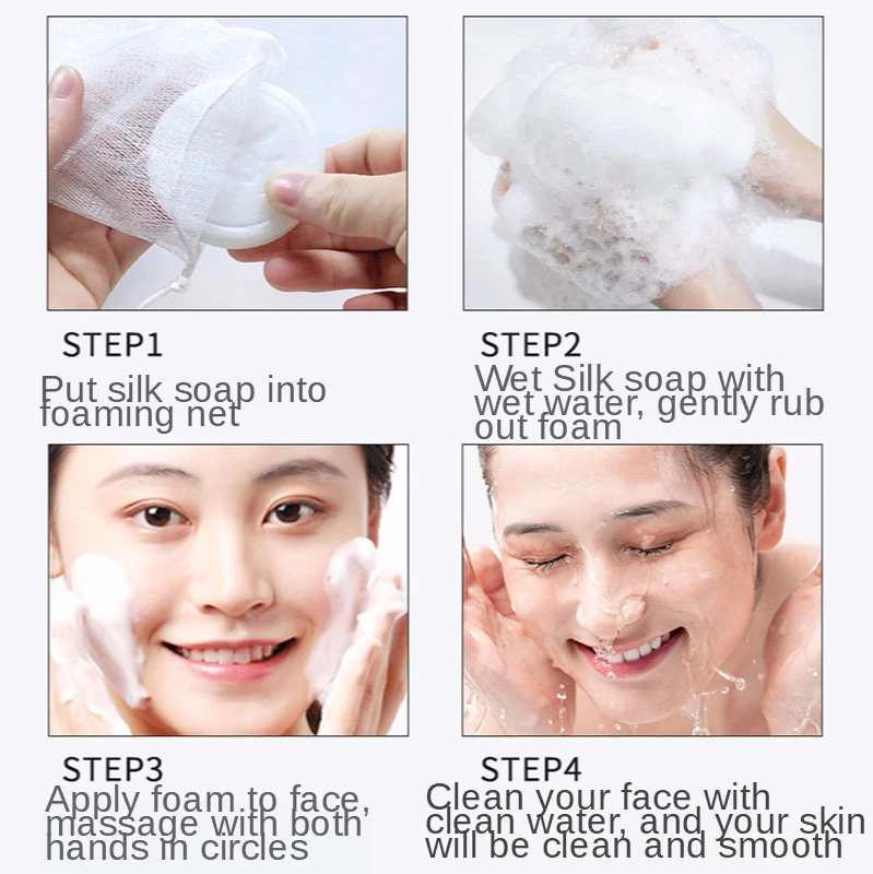 

80g Handmade Goat Milk Silk Soap Shrink Pores Anti Acne Treatment Oil Moisturizing Whitening Mites Remover Soap Face Cleaner