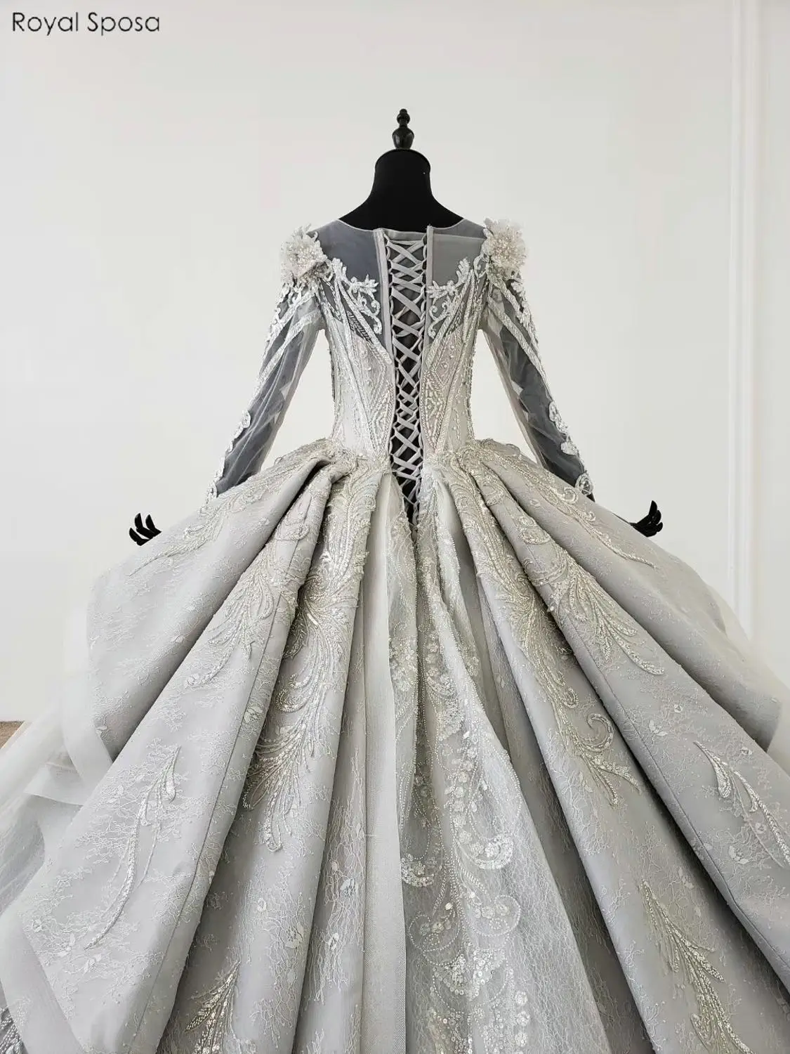 Новая модель серое свадебное платье бальное принцессы Пышные свадебные платья с
