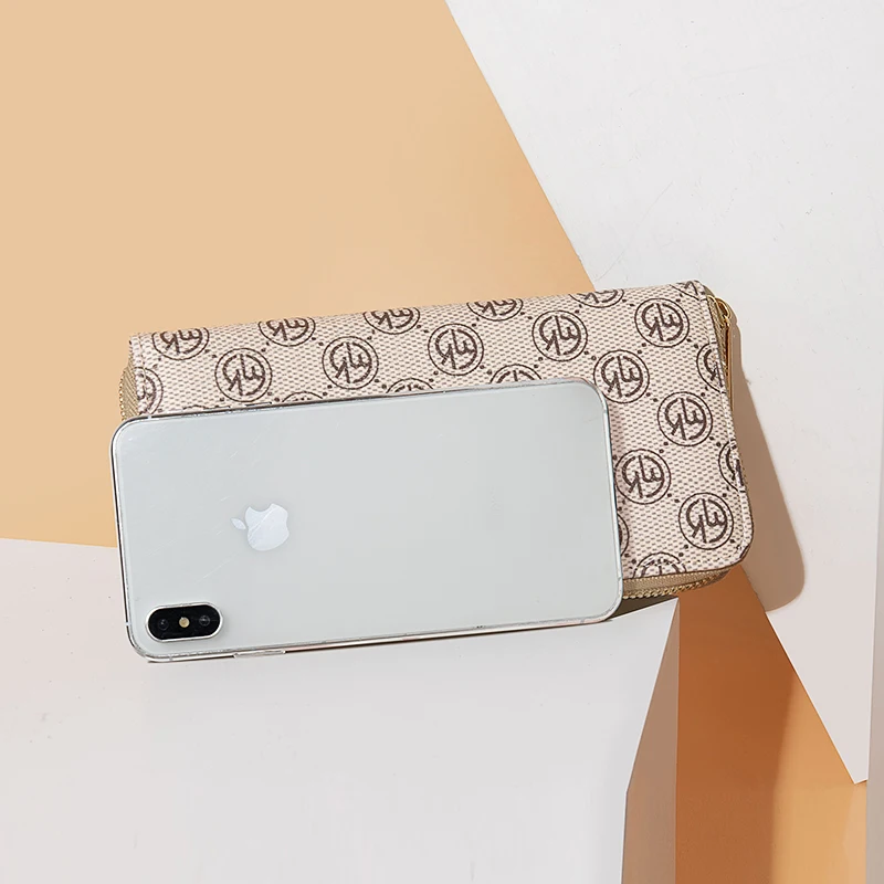 MARRY KORS, женские кожаные кошельки на молнии, бежевый карман для телефона, кошелек, держатель для карт, Женский Длинный кошелек, портмоне, держатель для карт, клатч