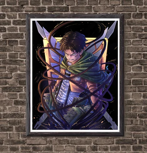 

Levi Ackerman Titan Slayer Original Anime Canvas Wall Decorative Digital Photo Art Prints Poster,8 x 10 Inches,Ready To Hang