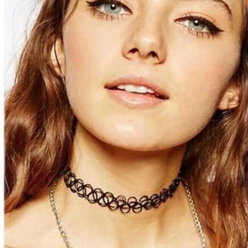 Nx444 европейские модные винтажные Простые полые плетеные эластичные Чокеры для