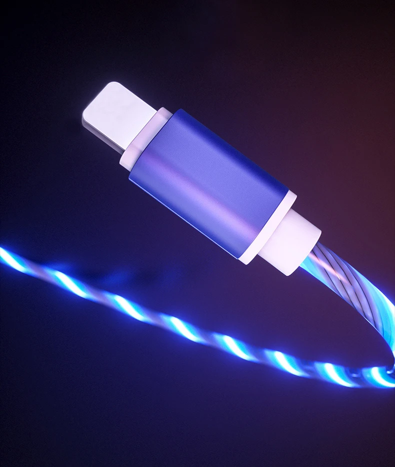 2.4A светящийся usb-кабель для iPhone XS Max XR X 8 7 6s Plus type-C Micro USB светящийся провод для быстрого заряда для SAMSUNG